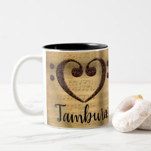 Tasse 2 Couleurs Cuivre Double basse Clef Heart Tambura