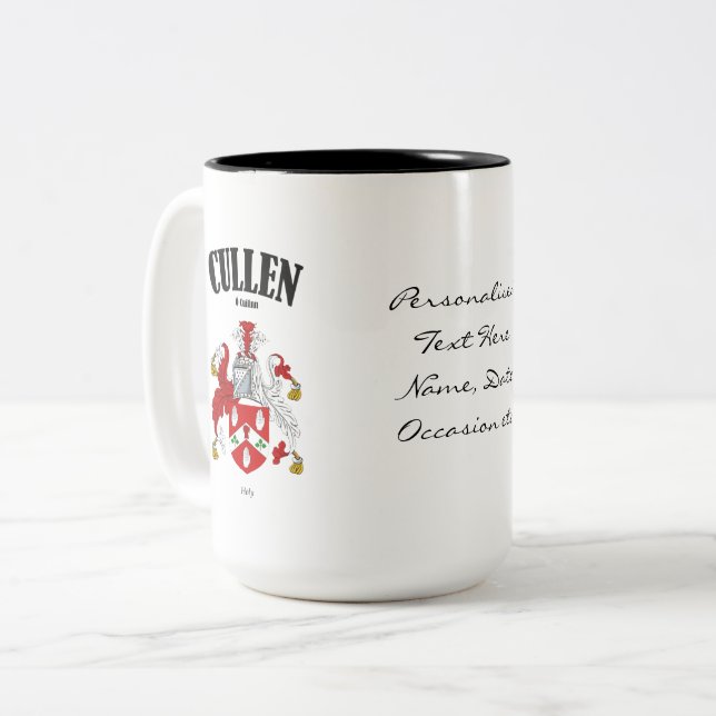 Tasse 2 Couleurs Cullen Family Crest, Traduction & Signification (Devant gauche)