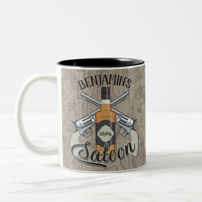 Tasse 2 Couleurs Custom Cowboy Revolver Gun Whiskey Saloon (Gauche)