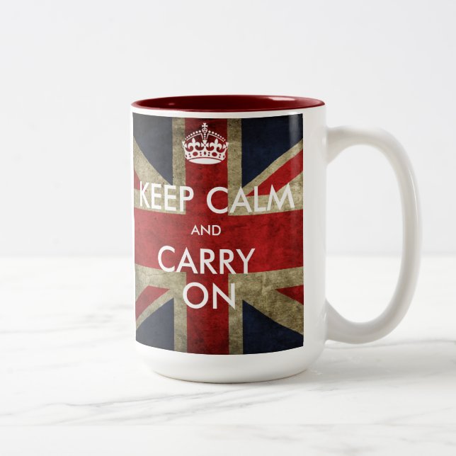 Tasse 2 Couleurs Customisez gardent le calme et continuent (Droit)