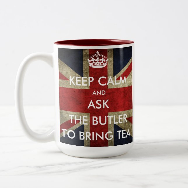 Tasse 2 Couleurs Customisez gardent le calme et demandent à (Gauche)