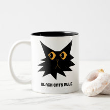 Cute Black Cartoon Cat avec texte.