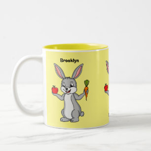 Tasse 2 Couleurs Cute bunny rabbit with vegetables