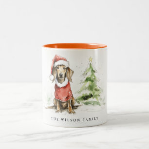 Tasse 2 Couleurs Cute Dachshund Chien Furie et Noël brillant