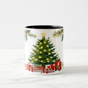 Tasse 2 Couleurs Cute Festive Vintage Noël traditionnel