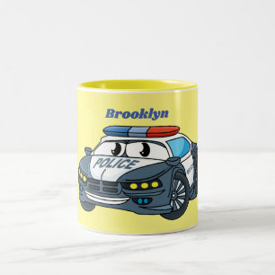 Tasse 2 Couleurs Cute happy police car cartoon illustration