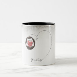 Tasse 2 Couleurs Cute Hérisson Noir Coeur Blanc