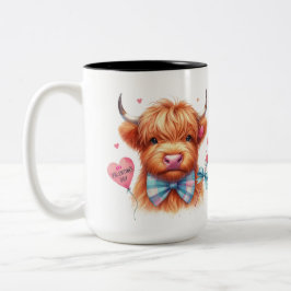Tasse 2 Couleurs Cute Highland Cow Valentine