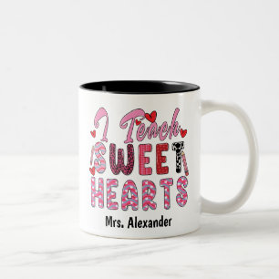 Tasse 2 Couleurs Cute I Teach Sweet Hearts Valentine's Day Custom