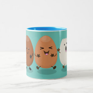 Tasse 2 Couleurs Cute kawaii oeufs humoristique dessin animé