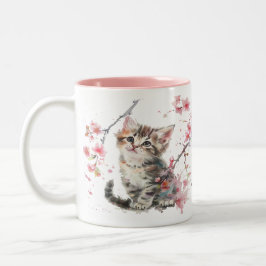 Tasse 2 Couleurs Cute Kitten En Fleurs Sakura