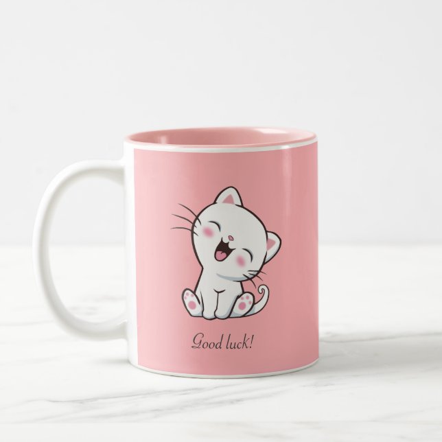 Tasse 2 Couleurs Cute Kitty Chat & Coeur en rose (Gauche)