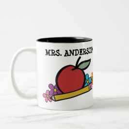 Tasse 2 Couleurs Cute Personalized Red Apple Pencil Enseignants