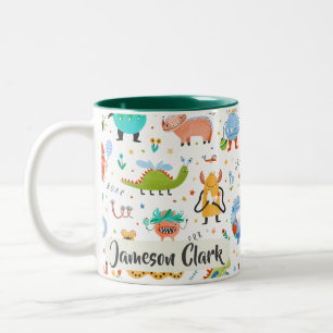 Tasse 2 Couleurs Cute Personnalisé Dinosaure Alien Enfants
