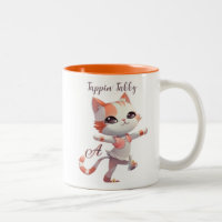 Cute Tap Dancing Tabby Chat Monogramme Personnalis