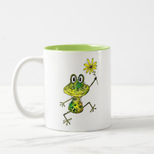 Tasse 2 Couleurs Cute Whimsical Happy Frog