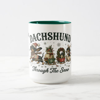 Tasse 2 Couleurs Dachshund à travers la neige