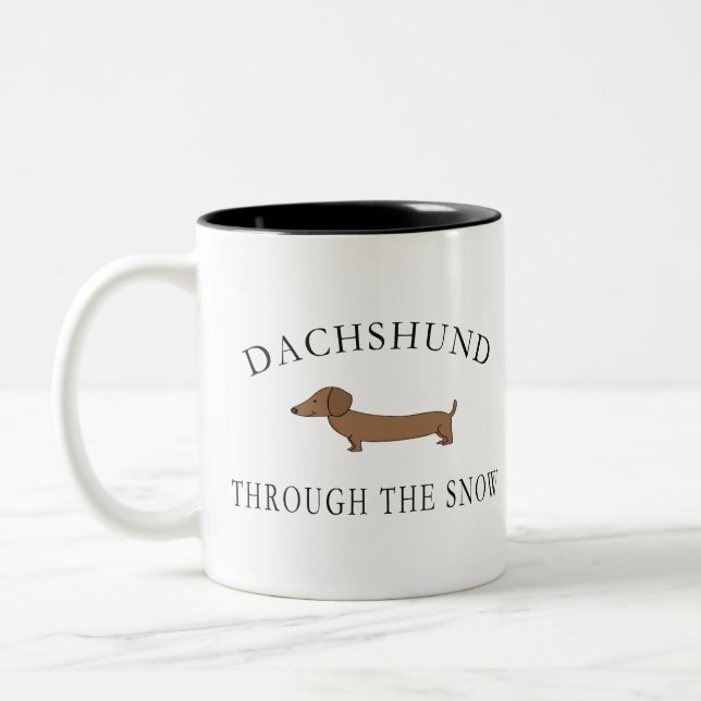 Tasse 2 Couleurs Dachshund À Travers La Neige (Gauche)