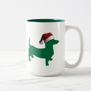 Tasse 2 Couleurs Dachshund vert de Noël