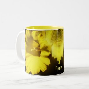 Tasse 2 Couleurs Daffodique Flower Up Close Personnalisé