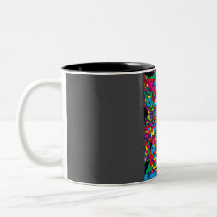 Tasse 2 Couleurs Dallas City Map - Colorée Abstraite Pop Art Color