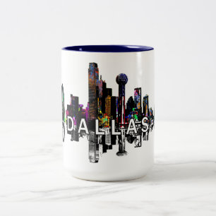 Tasse 2 Couleurs Dallas, Texas en graffiti