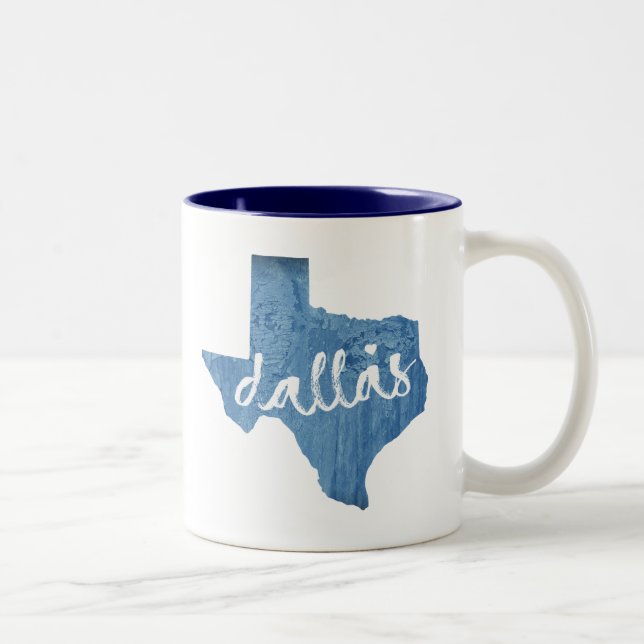 Tasse 2 Couleurs Dallas, Texas Wood Grain (Droit)
