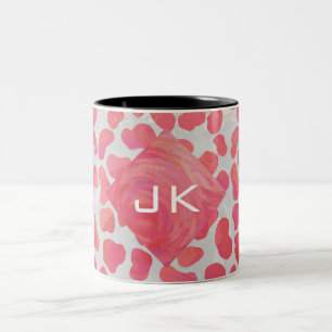 Tasse 2 Couleurs Dalmatie rose et blanc avec monogramme