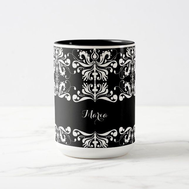Tasse 2 Couleurs Damask appelée noire et blanche (Centre)
