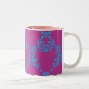 Tasse 2 Couleurs Damassé Aqua-Pourpre