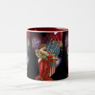 Tasse 2 Couleurs Dame vintage et feux d'artifice
