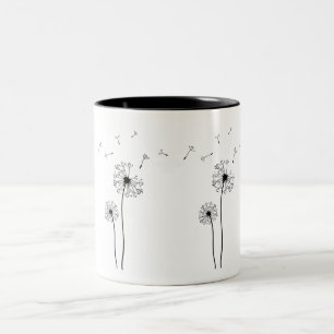 Tasse 2 Couleurs Dandelion noir et blanc soufflant dans le vent