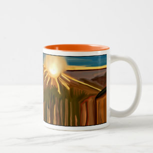 Tasse 2 Couleurs Danse des cactus art Abstrait