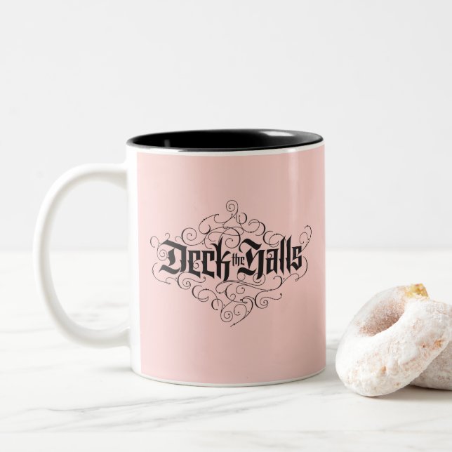 Tasse 2 Couleurs Deck Halls Moderne Noir rose (Avec donut)