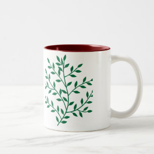 Tasse 2 Couleurs Décor de feuilles vertes feuilles