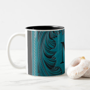 Tasse 2 Couleurs Décor Floral Occidental en Cuir turquoise