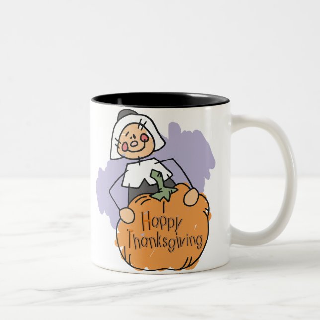 Tasse 2 Couleurs Décoration Pèlerin Thanksgiving (Droit)