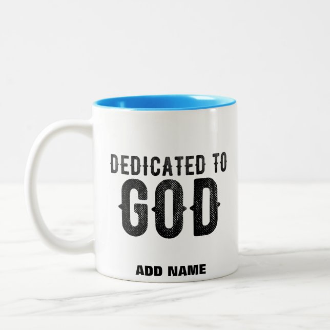 TASSE 2 COULEURS DÉDIÉ À DIEU PERSONNALISABLE COOL TEXTE NOIR (Gauche)