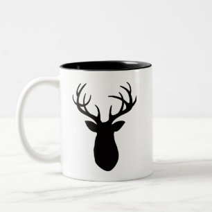 Tasse 2 Couleurs Deer Antlers Black Silhouette Montagne Vie