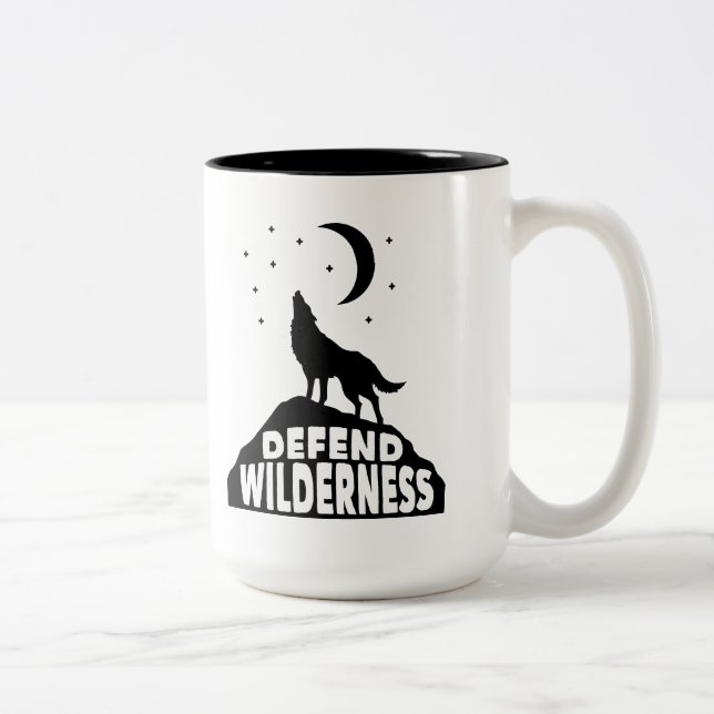 Tasse 2 Couleurs Défendre la lune de loup sauvage (Droit)