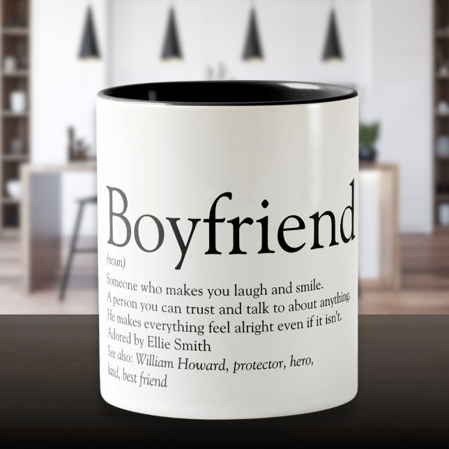 Tasse 2 Couleurs Définition de copain personnalisé (Personalized Boyfriend Definition Two-Tone Coffee Mug)