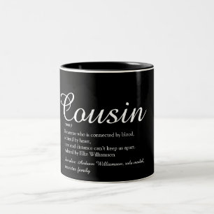 Tasse 2 Couleurs Définition de Cousin Préféré Écriture Noir et Blan