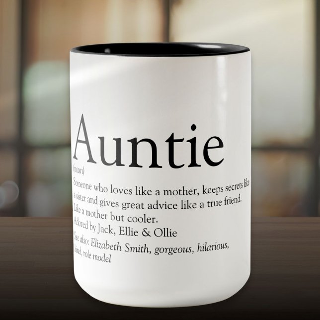 Tasse 2 Couleurs Définition de la tante préférée (Aunt Auntie Definition Quote Modern Two-Tone Coffee Mug)