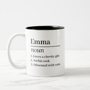 Tasse 2 Couleurs Définition de nom personnalisée, Cadeau de la fête