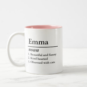Tasse 2 Couleurs Définition de nom personnalisée Texte personnalisé