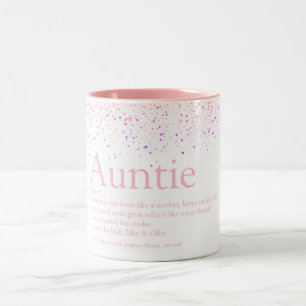 Tasse 2 Couleurs Définition de Tante Super Tante Paillettes Rose Fé