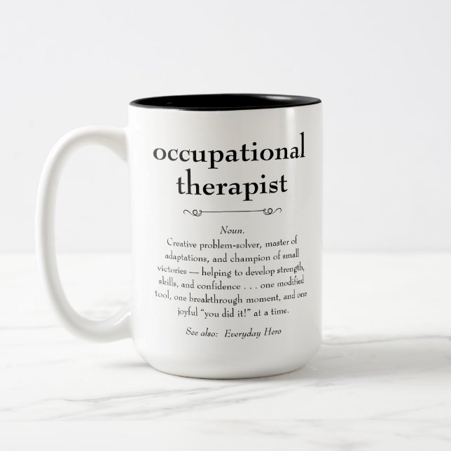 Tasse 2 Couleurs Définition d'ergothérapeute Merci cadeau (Gauche)