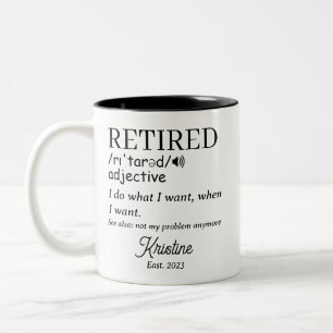Tasse 2 Couleurs Définition drôle de retraite personnalisée