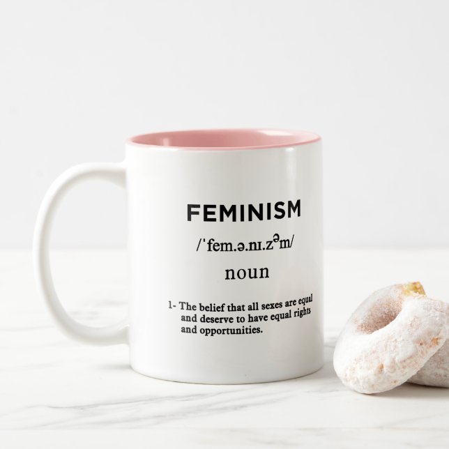 Tasse 2 Couleurs définition du féminisme (Avec donut)