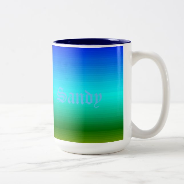 Tasse 2 Couleurs Dégradé bleu et vert mer et ciel (Droit)